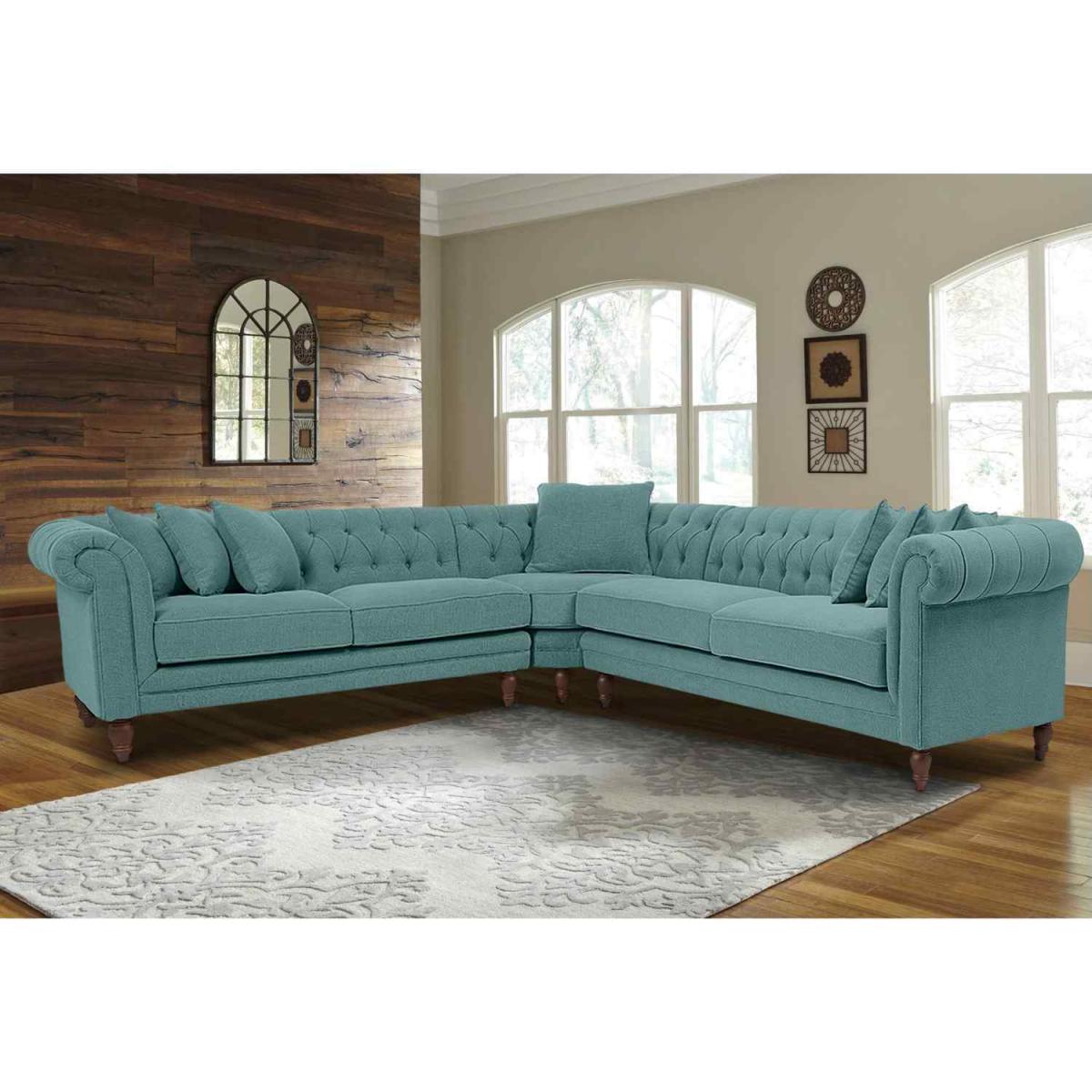 Elliot Chesterfield Corner Sofa in Velvet Fabric - Silver – image 16