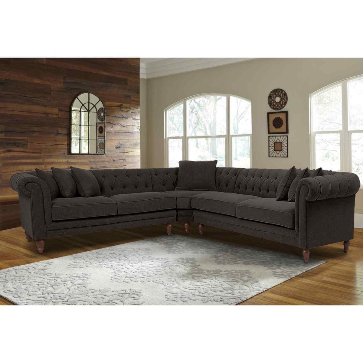 Elliot Chesterfield Corner Sofa in Velvet Fabric - Silver – image 17
