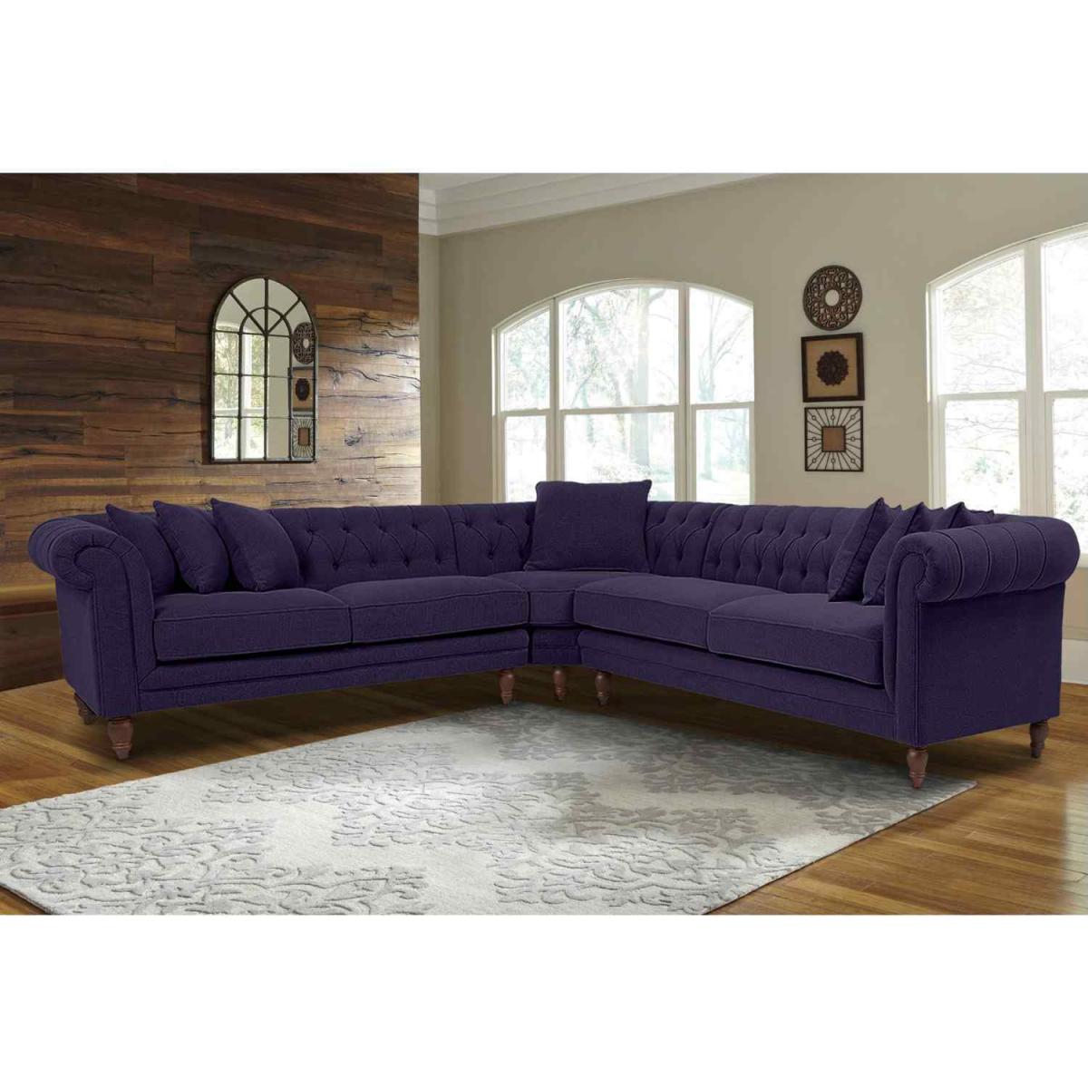 Elliot Chesterfield Corner Sofa in Velvet Fabric - Silver – image 3