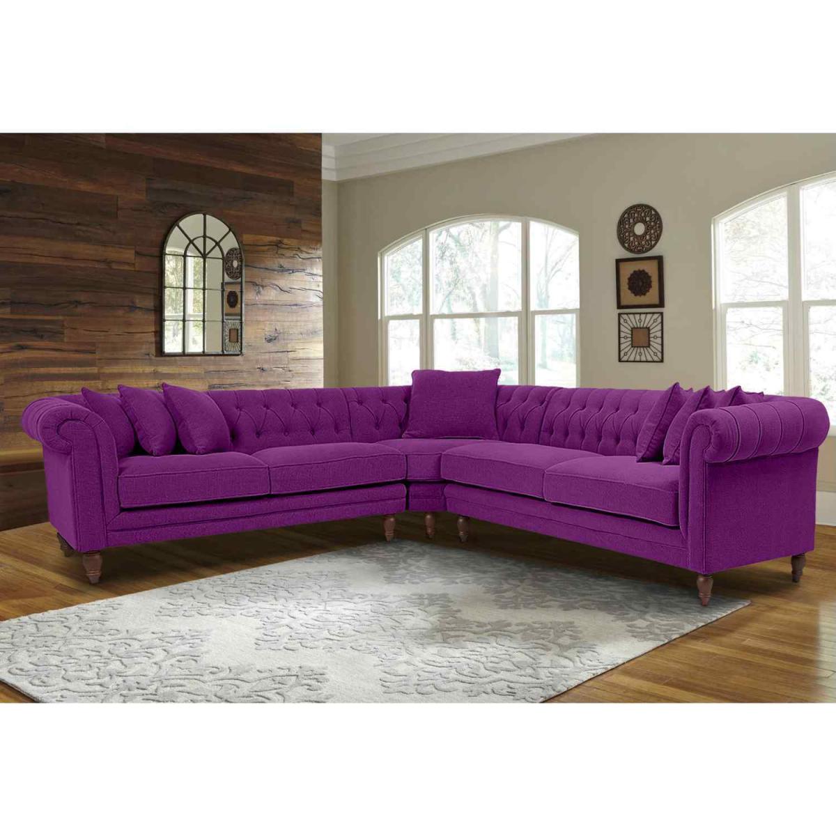 Elliot Chesterfield Corner Sofa in Velvet Fabric - Silver – image 4