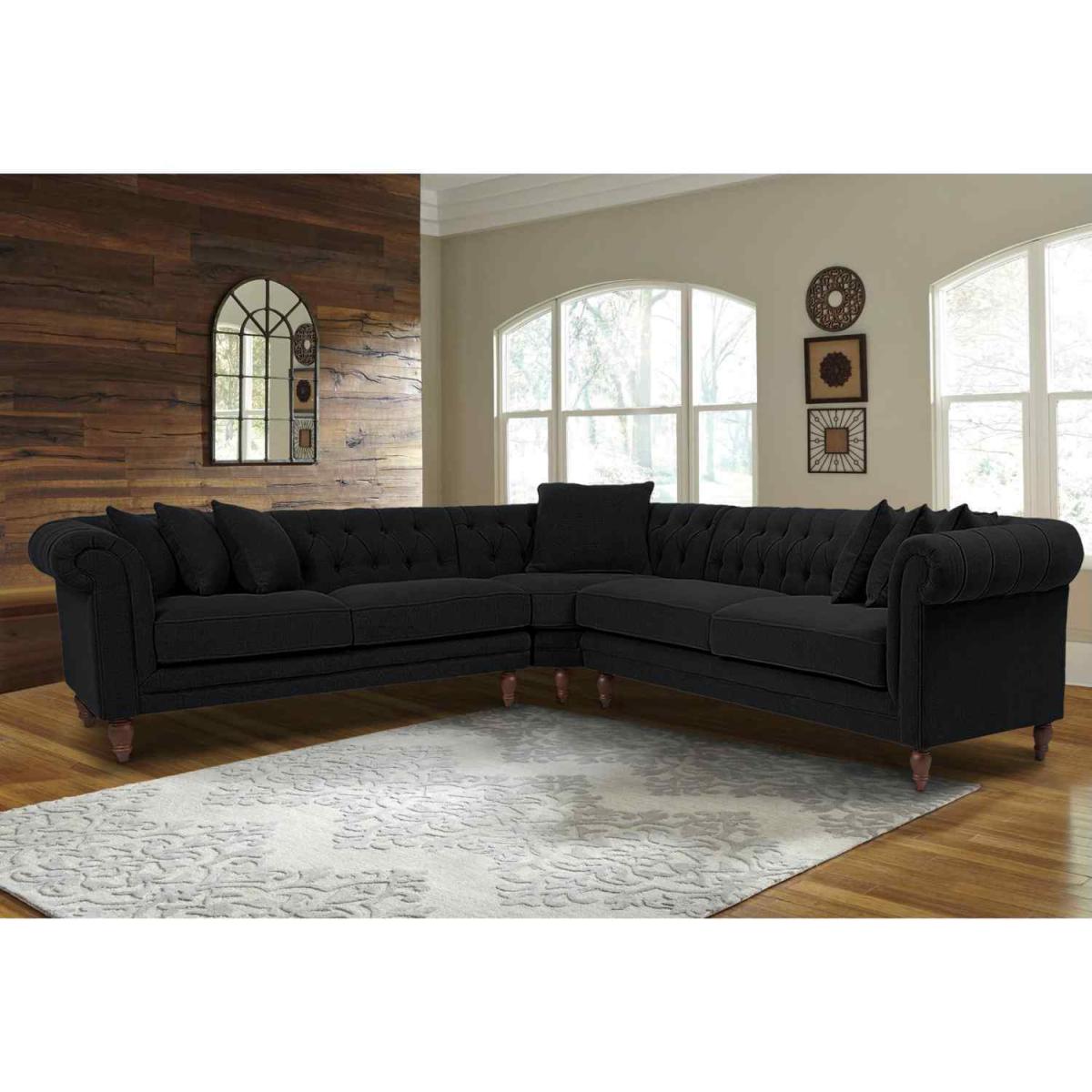 Elliot Chesterfield Corner Sofa in Velvet Fabric - Silver – image 5