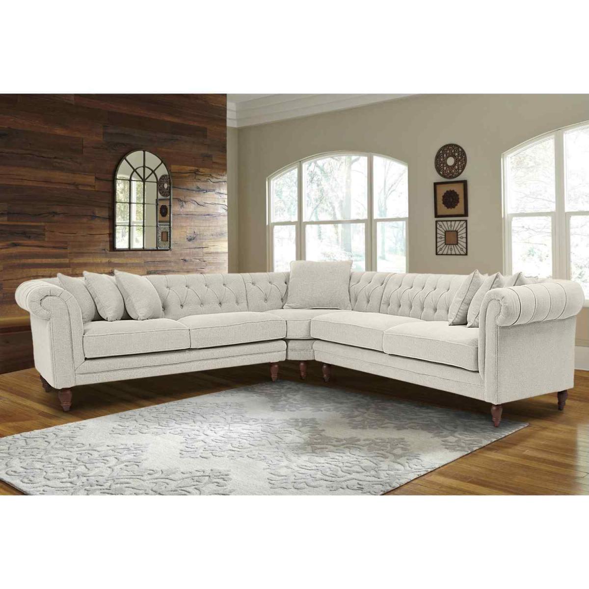 Elliot Chesterfield Corner Sofa in Velvet Fabric - Silver – image 6