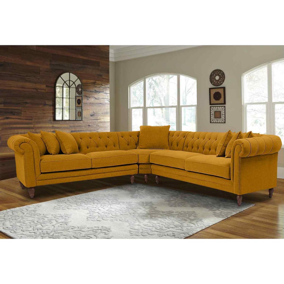 Elliot Chesterfield Corner Sofa in Velvet Fabric - Silver – image 8