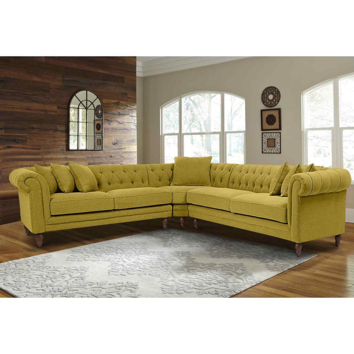 Elliot Chesterfield Corner Sofa in Velvet Fabric - Silver – image 9