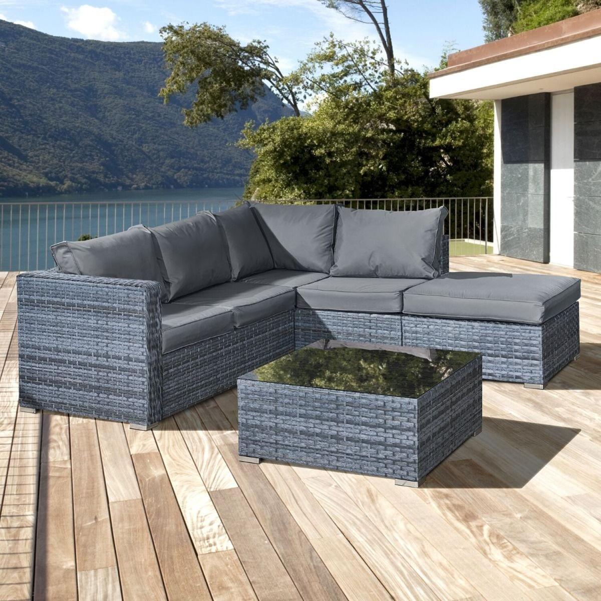 Oseasons Aruba Rattan 5 Seat Corner Set - Ocean Grey
