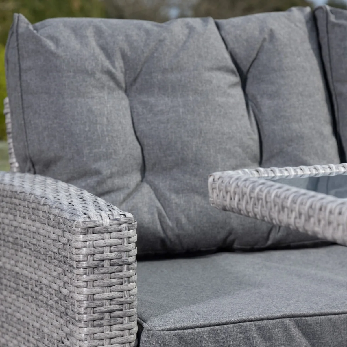 Piana 9 Seat Rattan Corner Sofa with Firepit Table and Bench - Grey – image 2