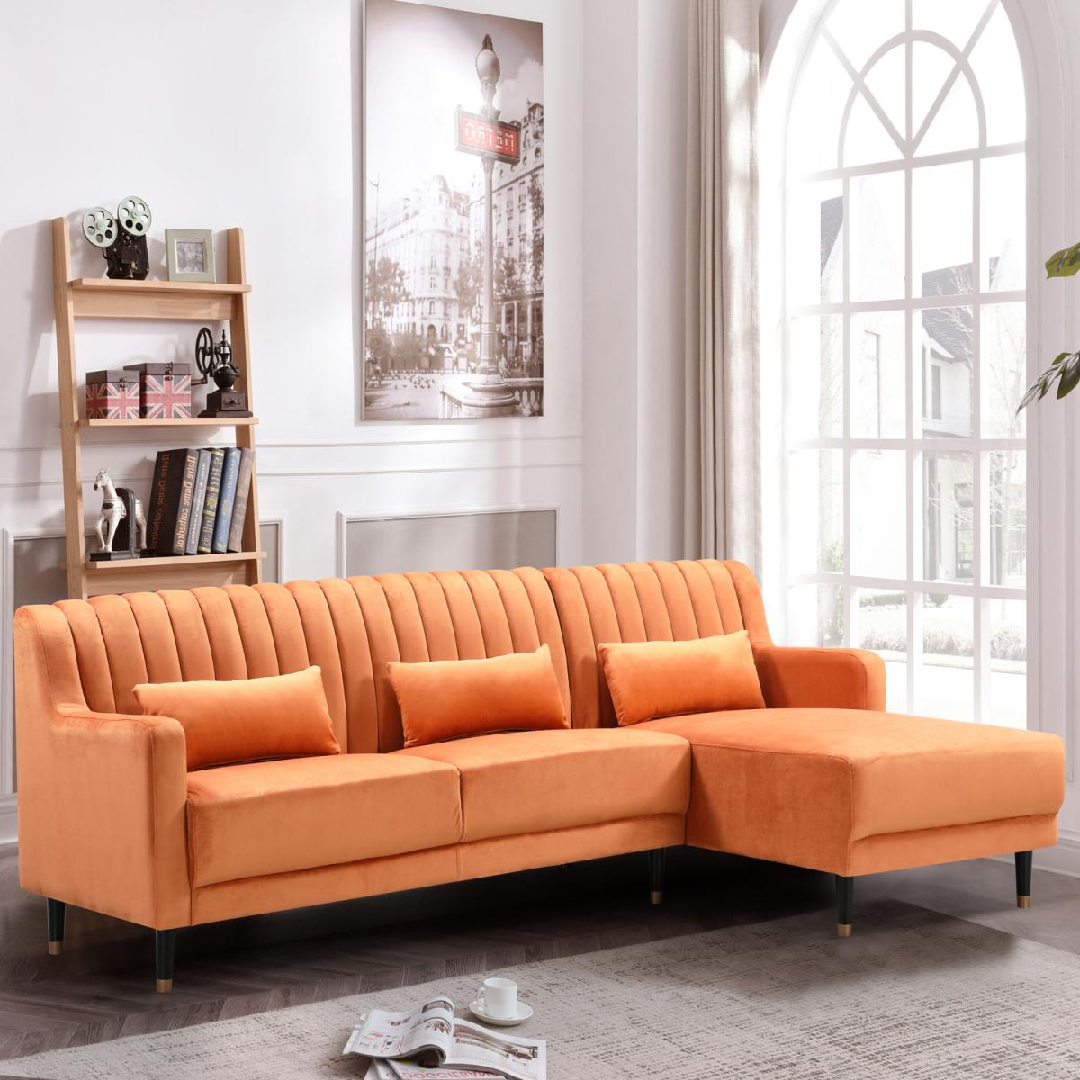 Kensett Velvet Corner Sofa - Orange – image 1