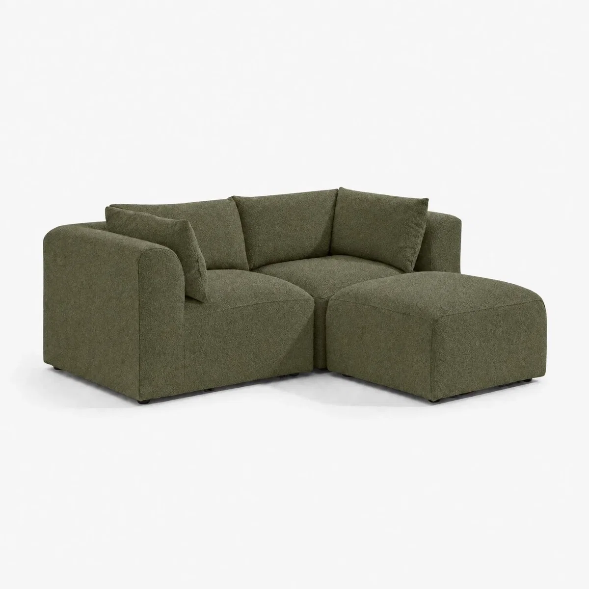 Drift Boucle Fabric 2 Seater Modular Chaise Sofa - Green – image 6