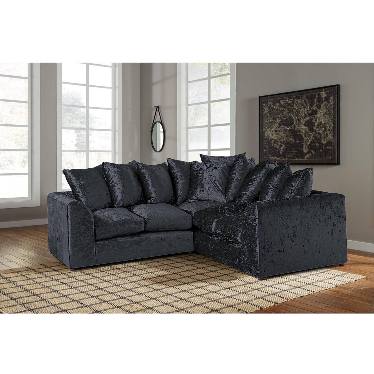 Florexa Modern Crush Velvet Corner Sofa - Black – image 2