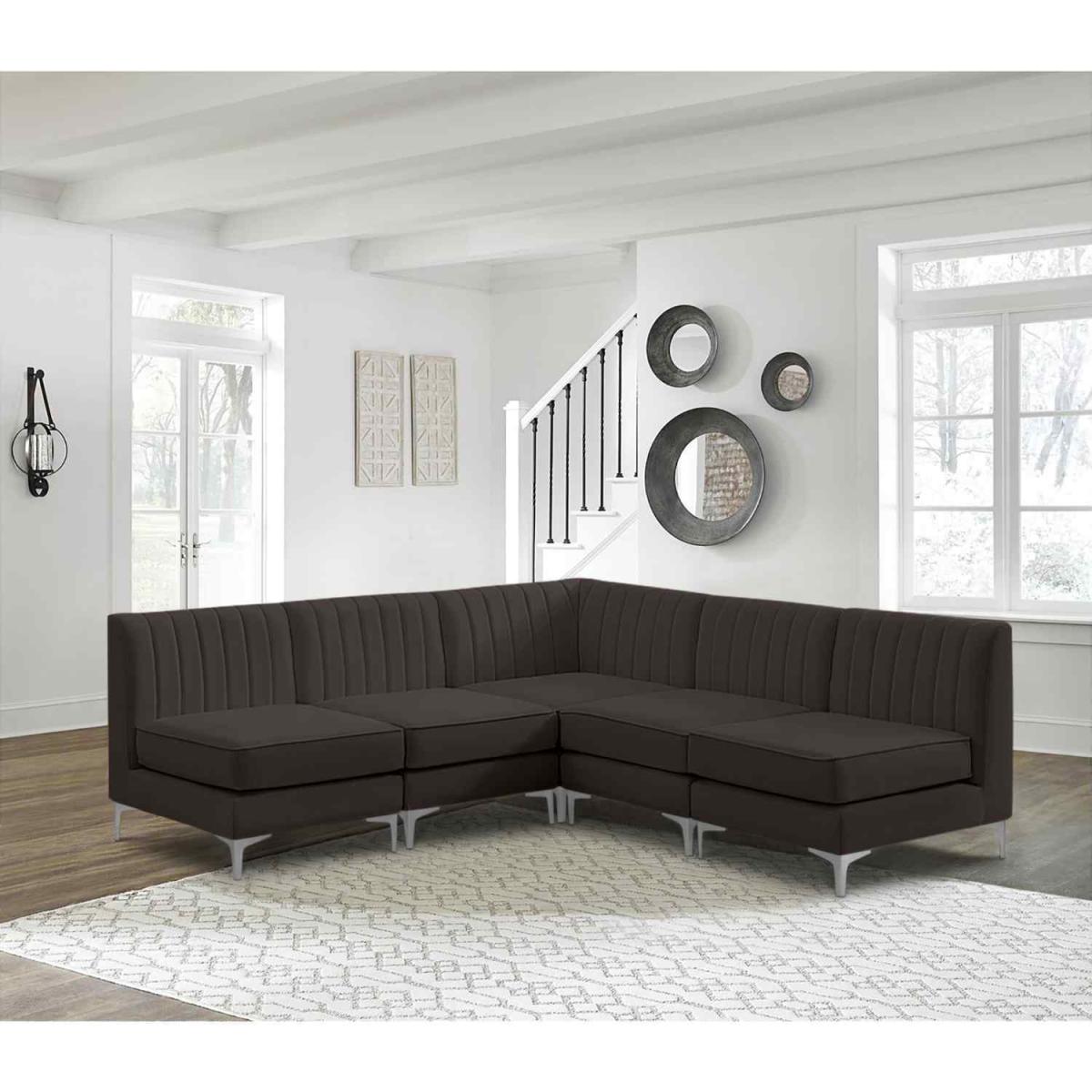 Albert Modular Corner Sofa in Velour Velvet Fabric - Taupe – image 2