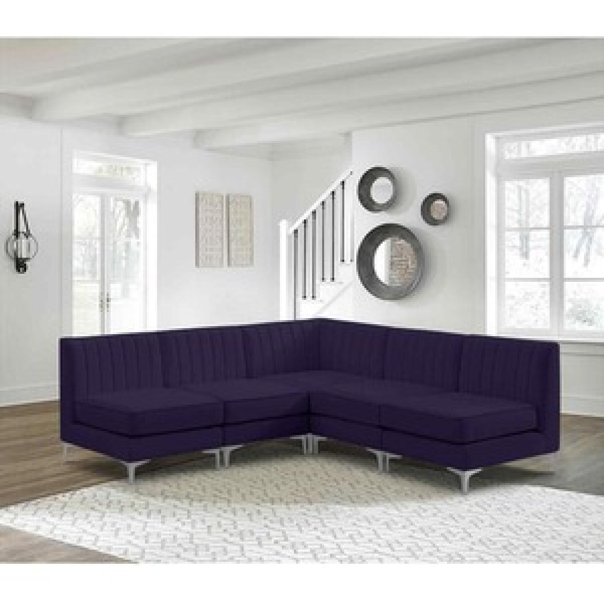 Albert Modular Corner Sofa in Velour Velvet Fabric - Taupe – image 3