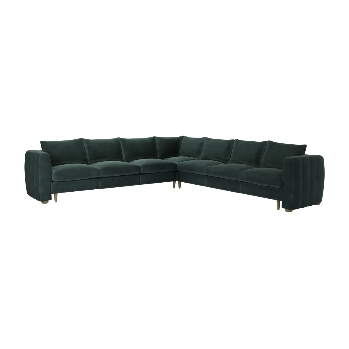 Tiffany Slim Large Corner Sofa in Smokey Green Cashmere Velvet - sofa.com