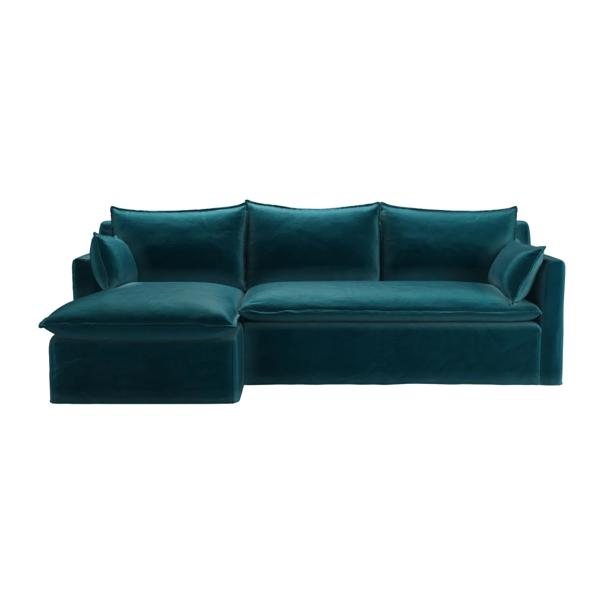 Anders LHF Chaise Sofa in Deep Turquoise Cotton Matt Velvet - sofa.com