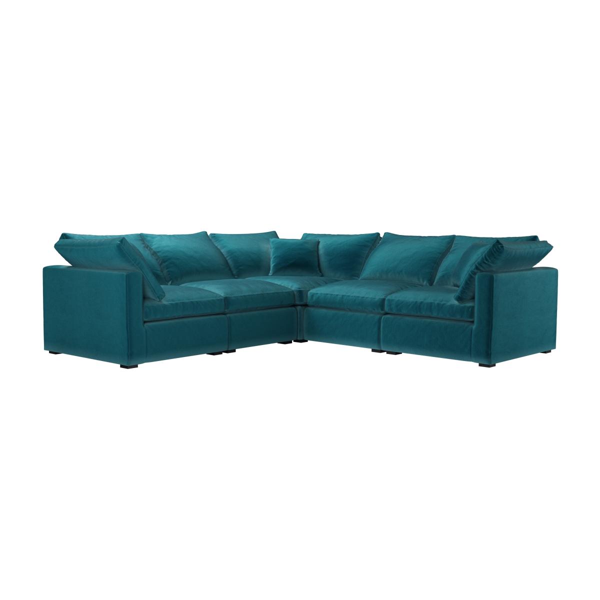Long Island Slim Medium Corner Sofa in Deep Turquoise Cotton Matt Velvet – image 1