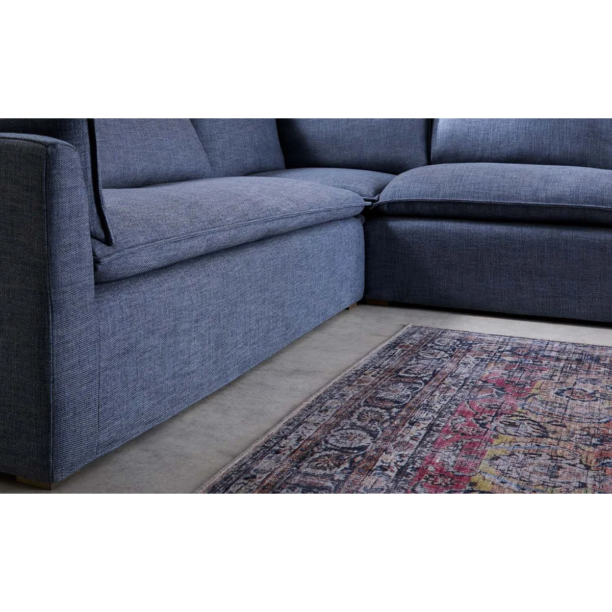 Anders Medium Corner Sofa in Oxford Blue Brushed Linen Cotton - sofa.com – image 4
