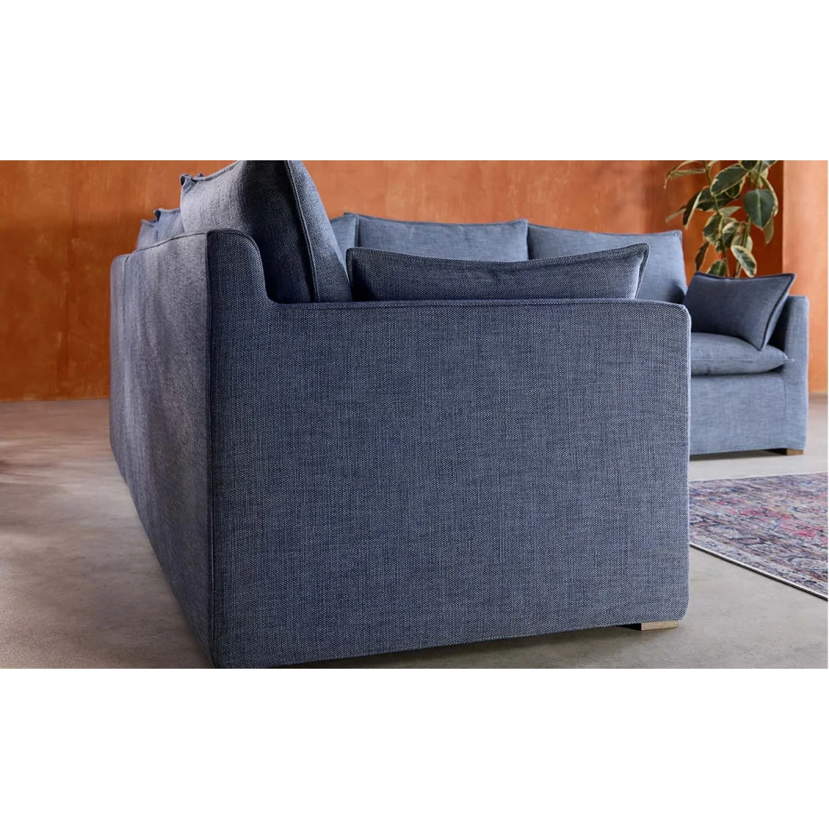 Anders Medium Corner Sofa in Oxford Blue Brushed Linen Cotton - sofa.com – image 6