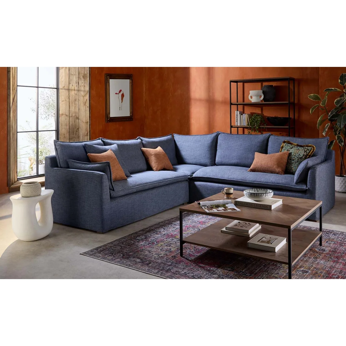 Anders Medium Corner Sofa in Oxford Blue Brushed Linen Cotton - sofa.com – image 7