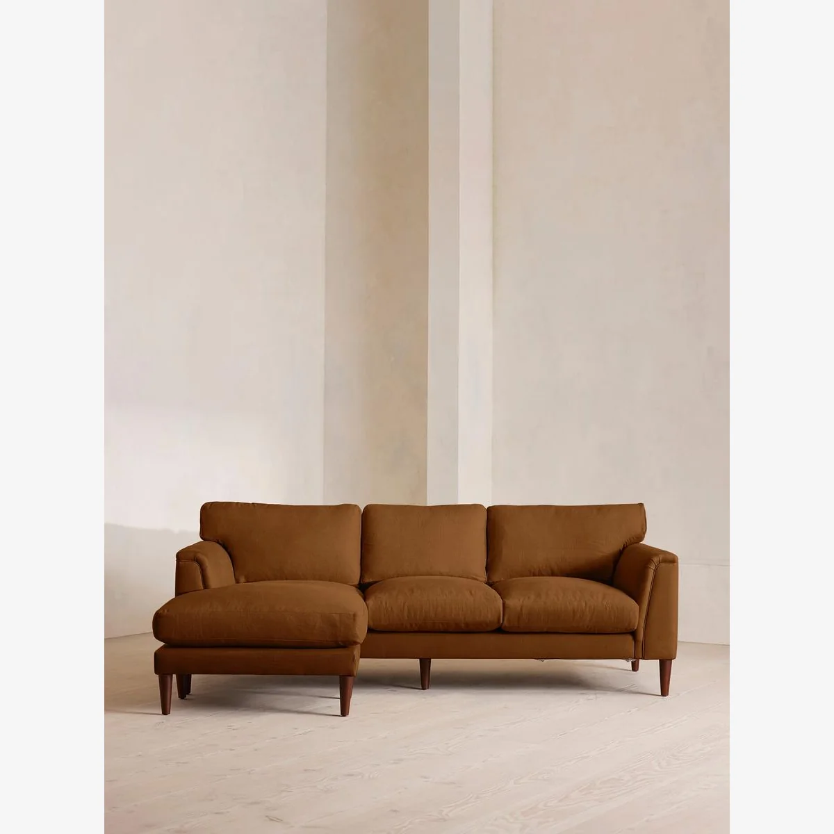 Reya Chaise-End Sofa, Linen, Terracotta, UK – image 1