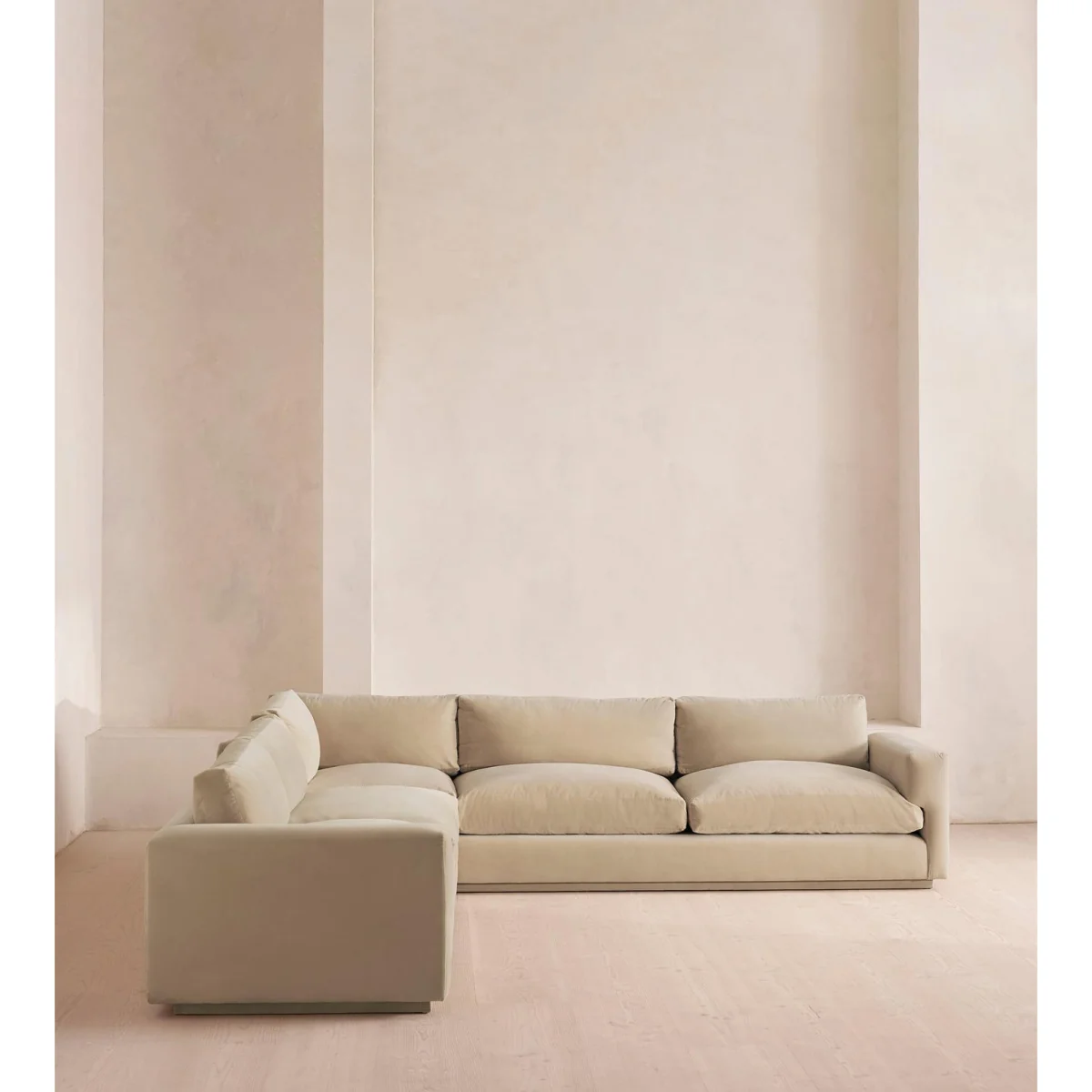 Mossley Corner Sofa, Velvet, Oyster, UK – image 2