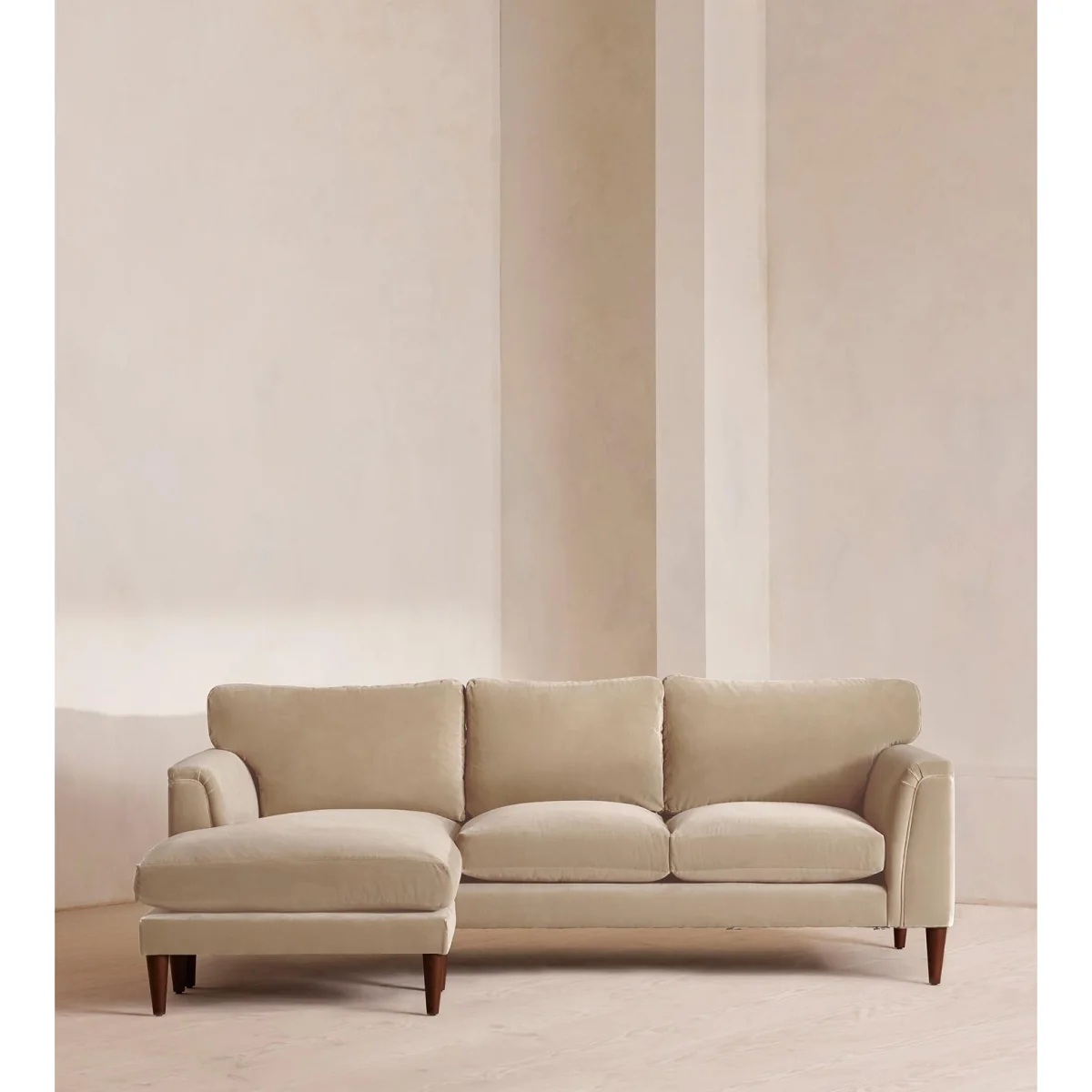 Reya Chaise-End Sofa, Velvet, Oyster, UK – image 2