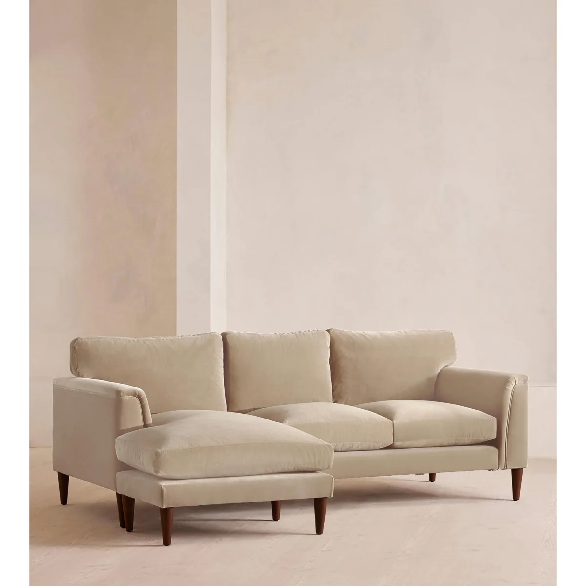 Reya Chaise-End Sofa, Velvet, Oyster, UK – image 3