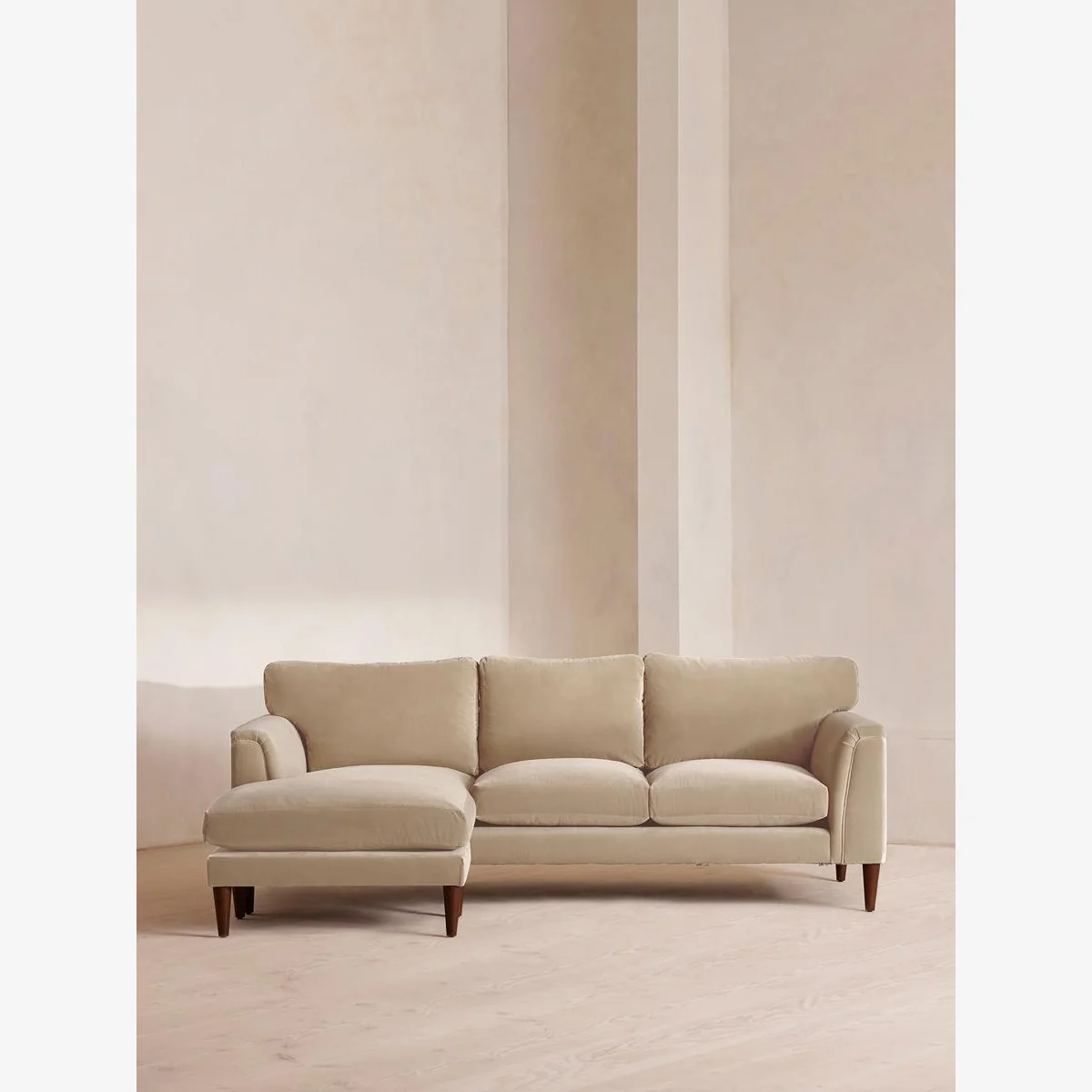 Reya Chaise-End Sofa, Velvet, Oyster, UK – image 1