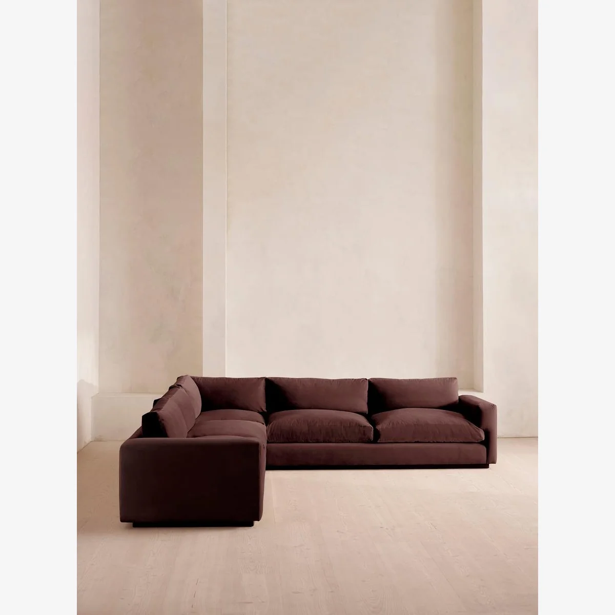 Mossley Corner Sofa, Velvet, Aubergine, UK – image 1