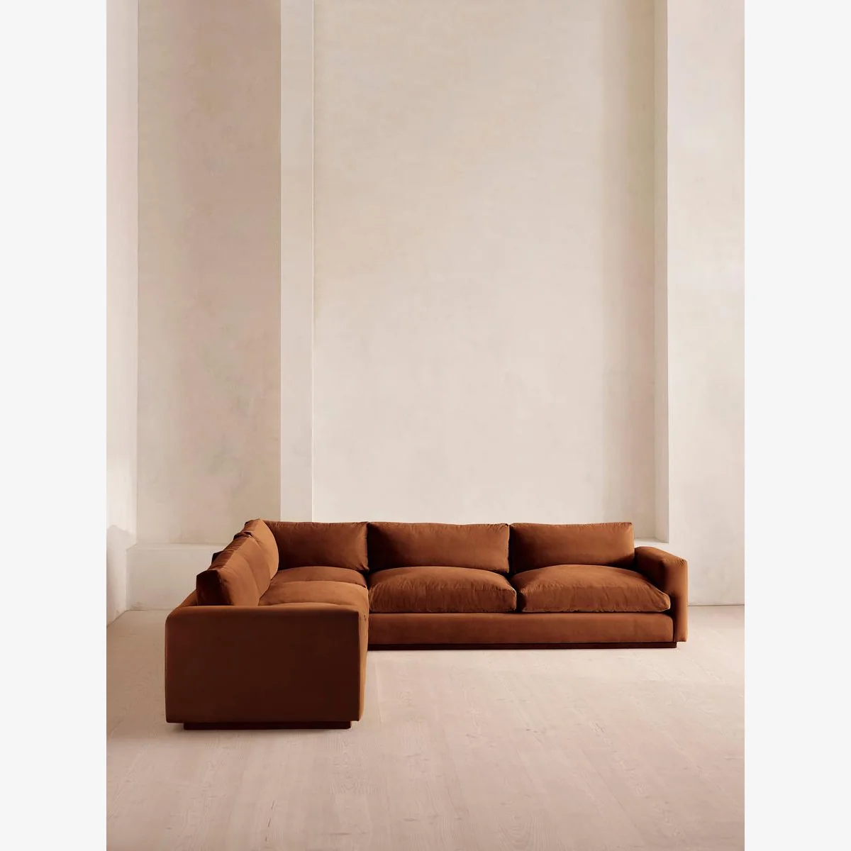 Mossley Corner Sofa, Velvet, Cinnamon, UK – image 1