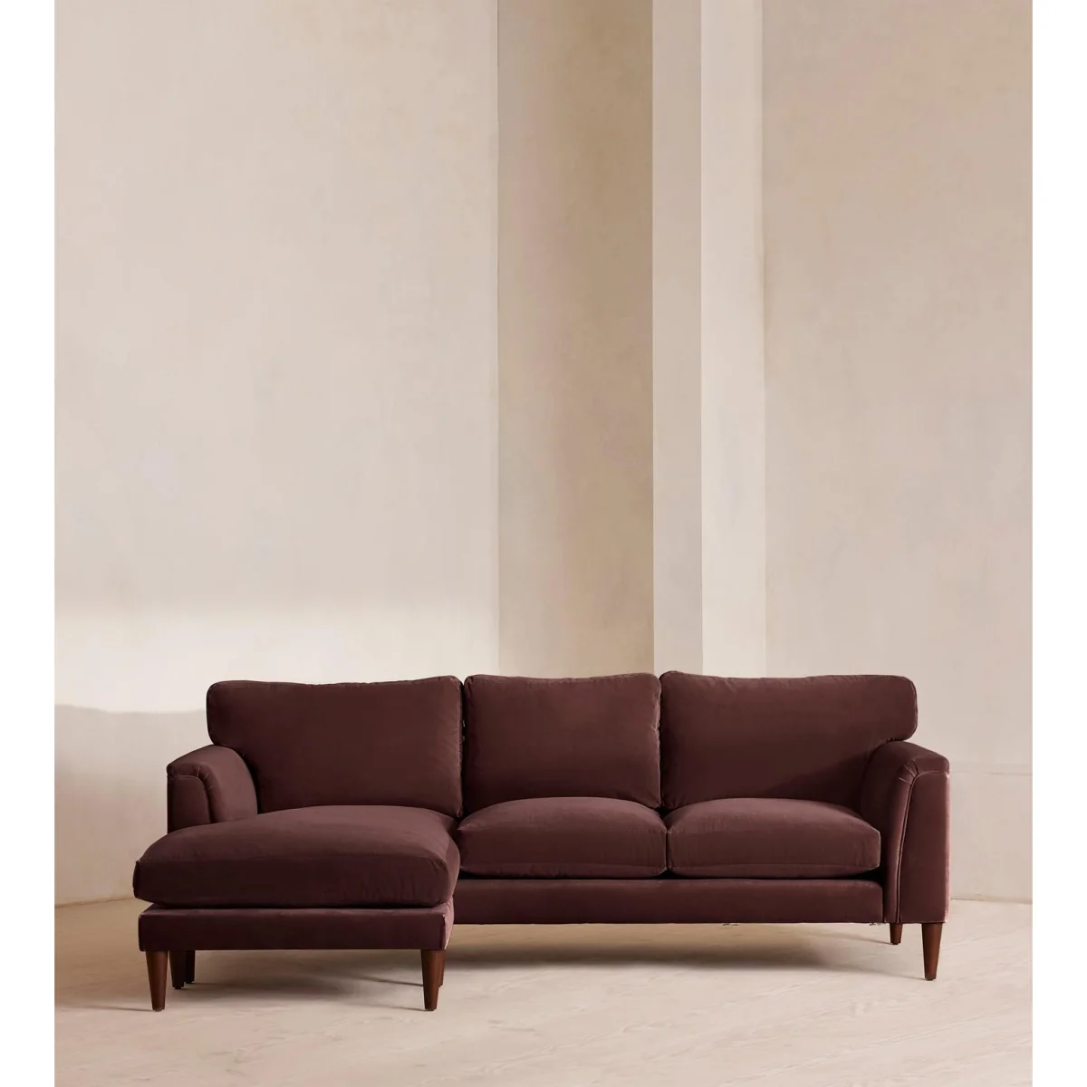 Reya Chaise-End Sofa, Velvet, Aubergine, UK – image 2