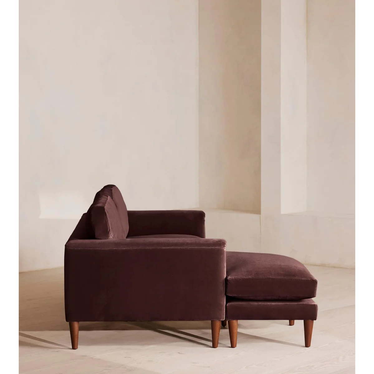 Reya Chaise-End Sofa, Velvet, Aubergine, UK – image 4