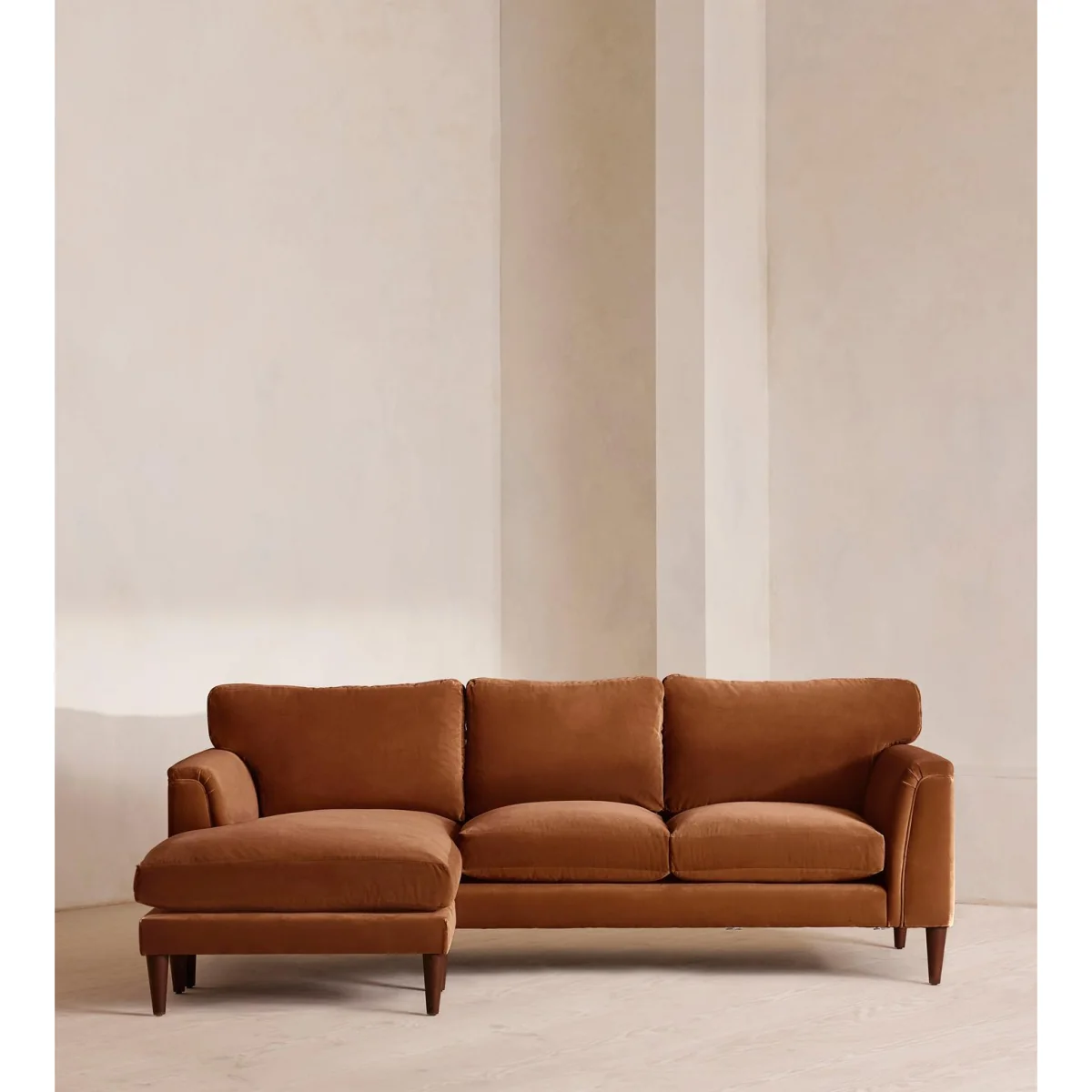 Reya Chaise-End Sofa, Velvet, Cinnamon, UK – image 2