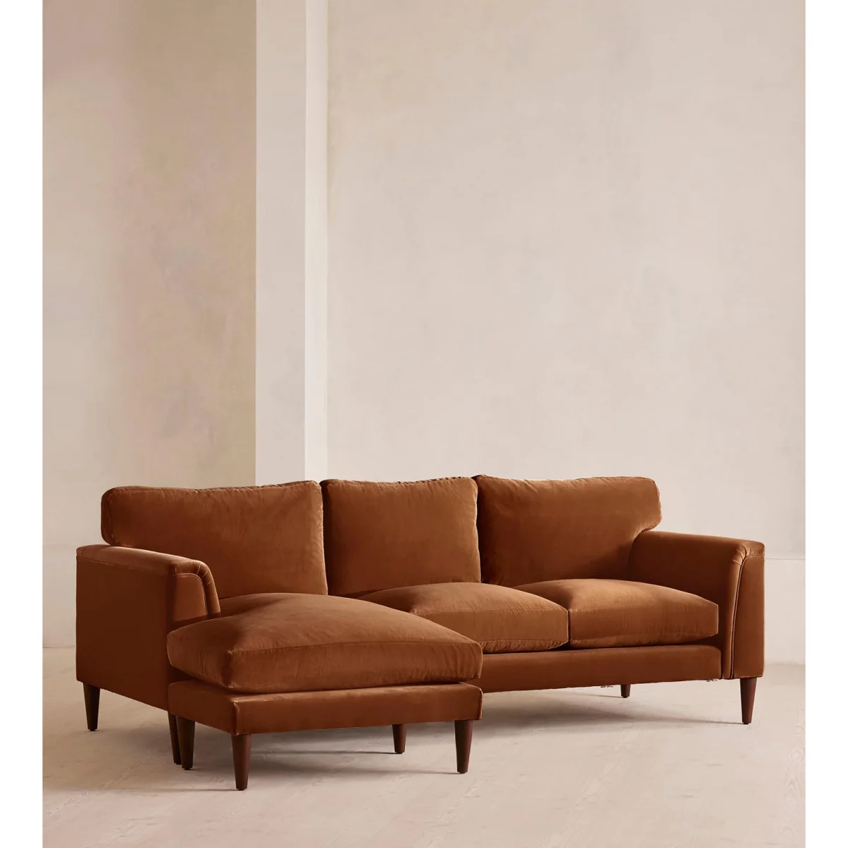 Reya Chaise-End Sofa, Velvet, Cinnamon, UK – image 3