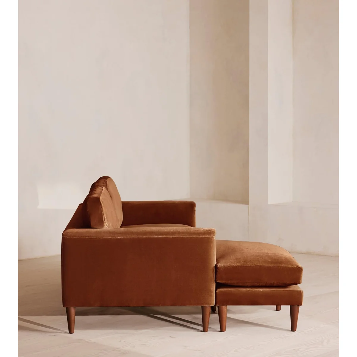 Reya Chaise-End Sofa, Velvet, Cinnamon, UK – image 4