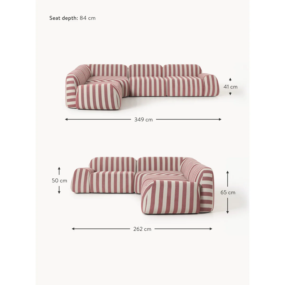 Modular Striped Corner Sofa Wolke (4-seater) – image 6