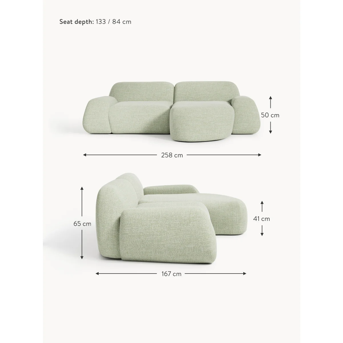 Modular Bouclé Corner Sofa Wolke (3-seater) – image 2