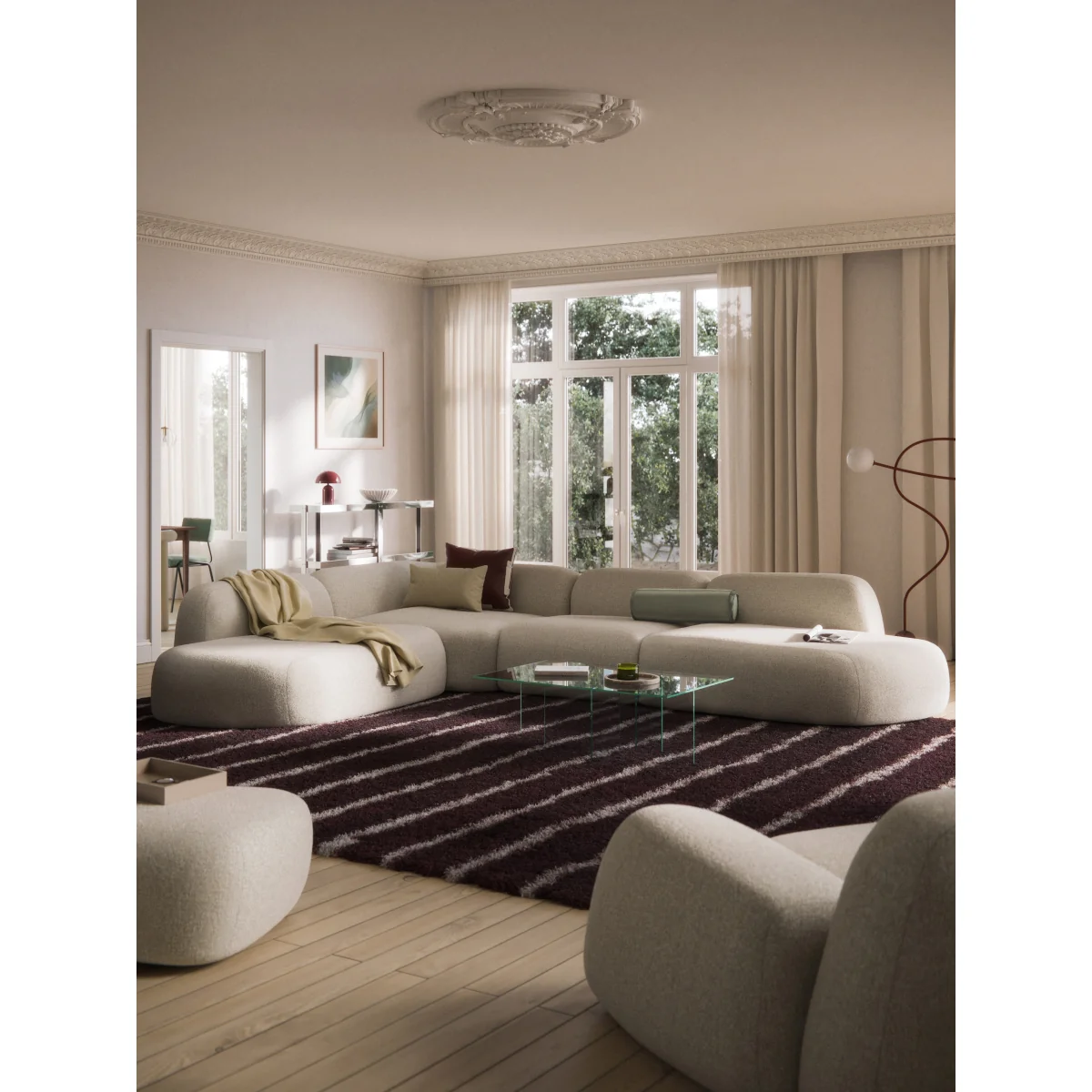 XL Modular Bouclé Corner Sofa Wolke with Chaise Ends – image 9