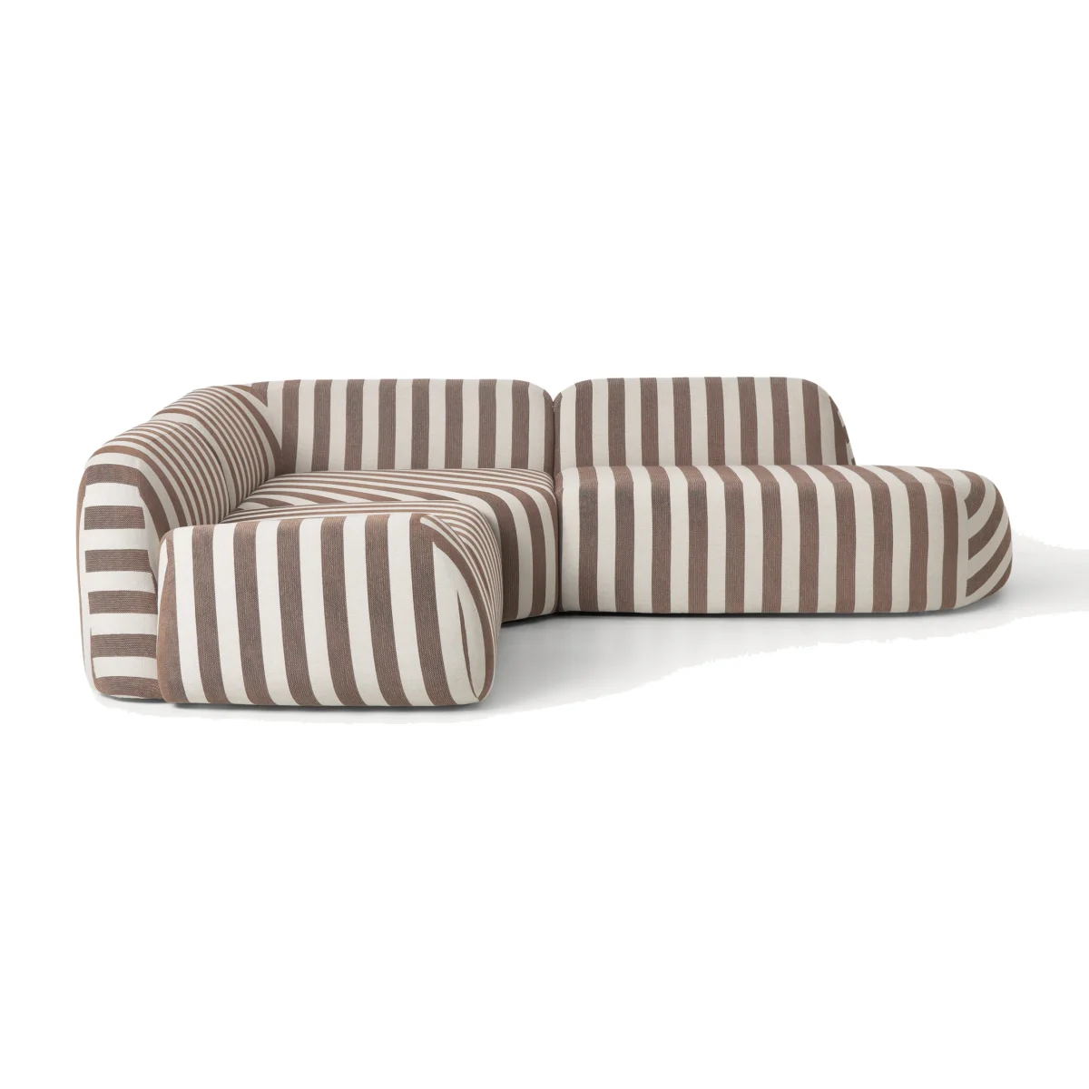 Modular Striped Corner Sofa Wolke (4-seater) with Chaise End