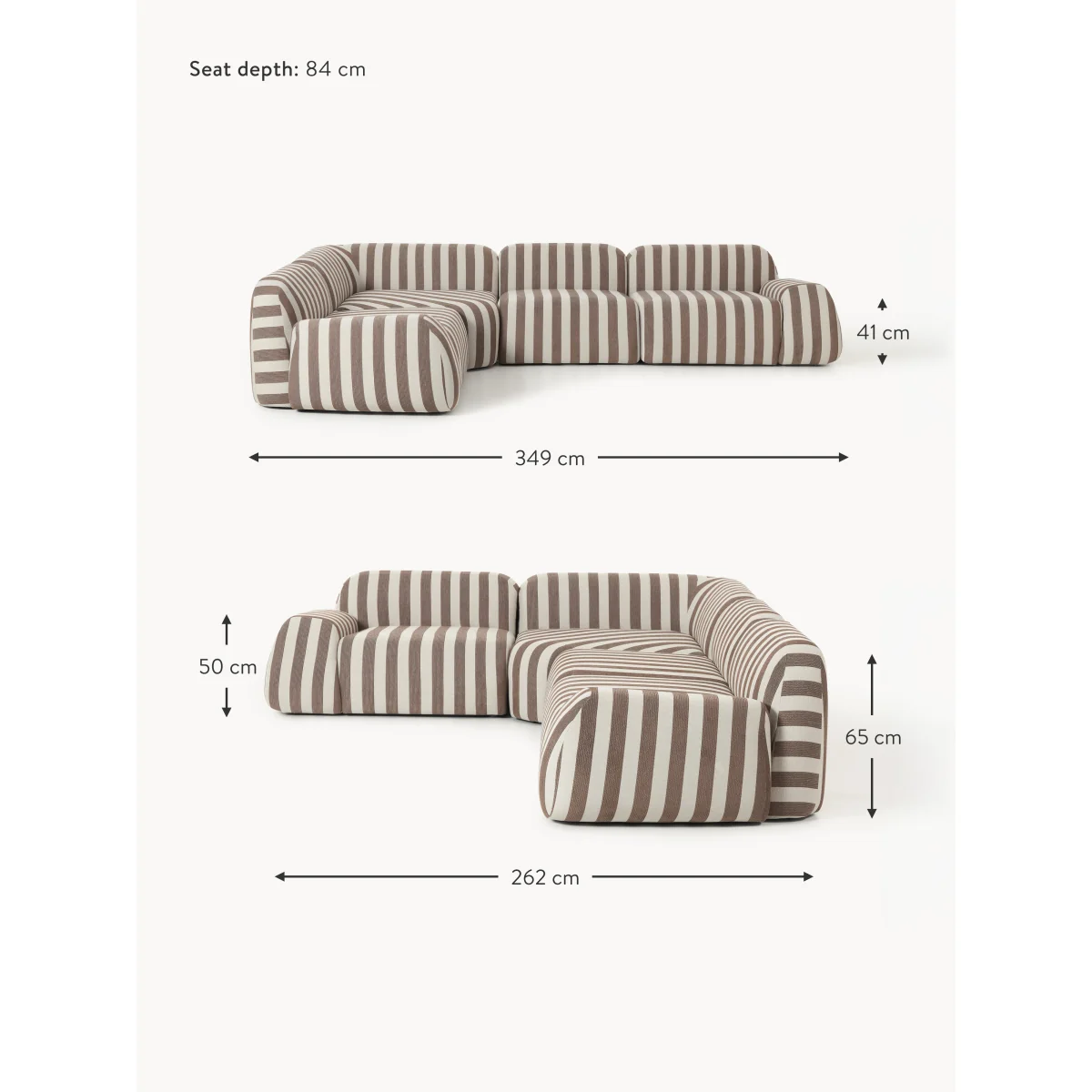 Modular Striped Corner Sofa Wolke (4-seater) – image 13