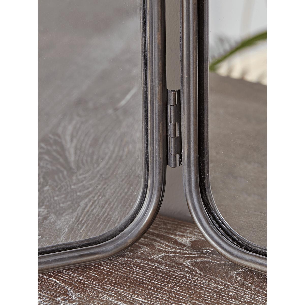 Antiqued Metal Folding Mirror – image 2