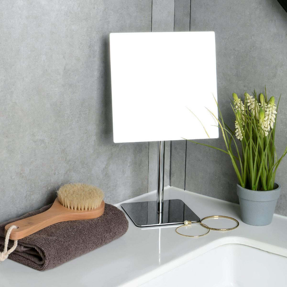 Square Pedestal Mirror Chrome – image 2