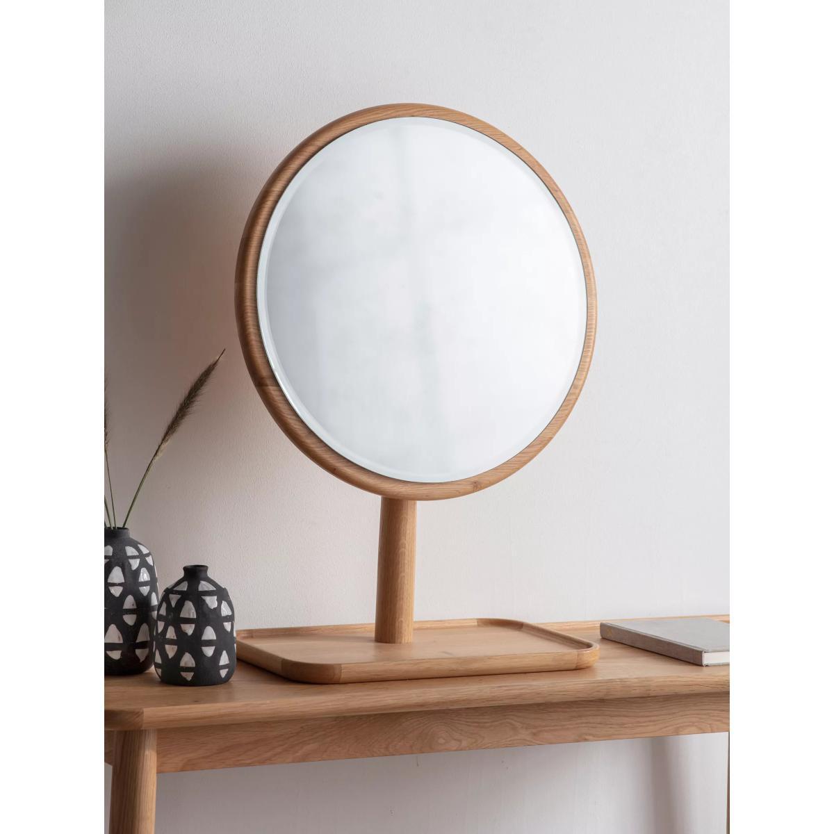 Kingham Oak Wood Dressing Table Mirror & Tray, 46cm, Natural – image 2