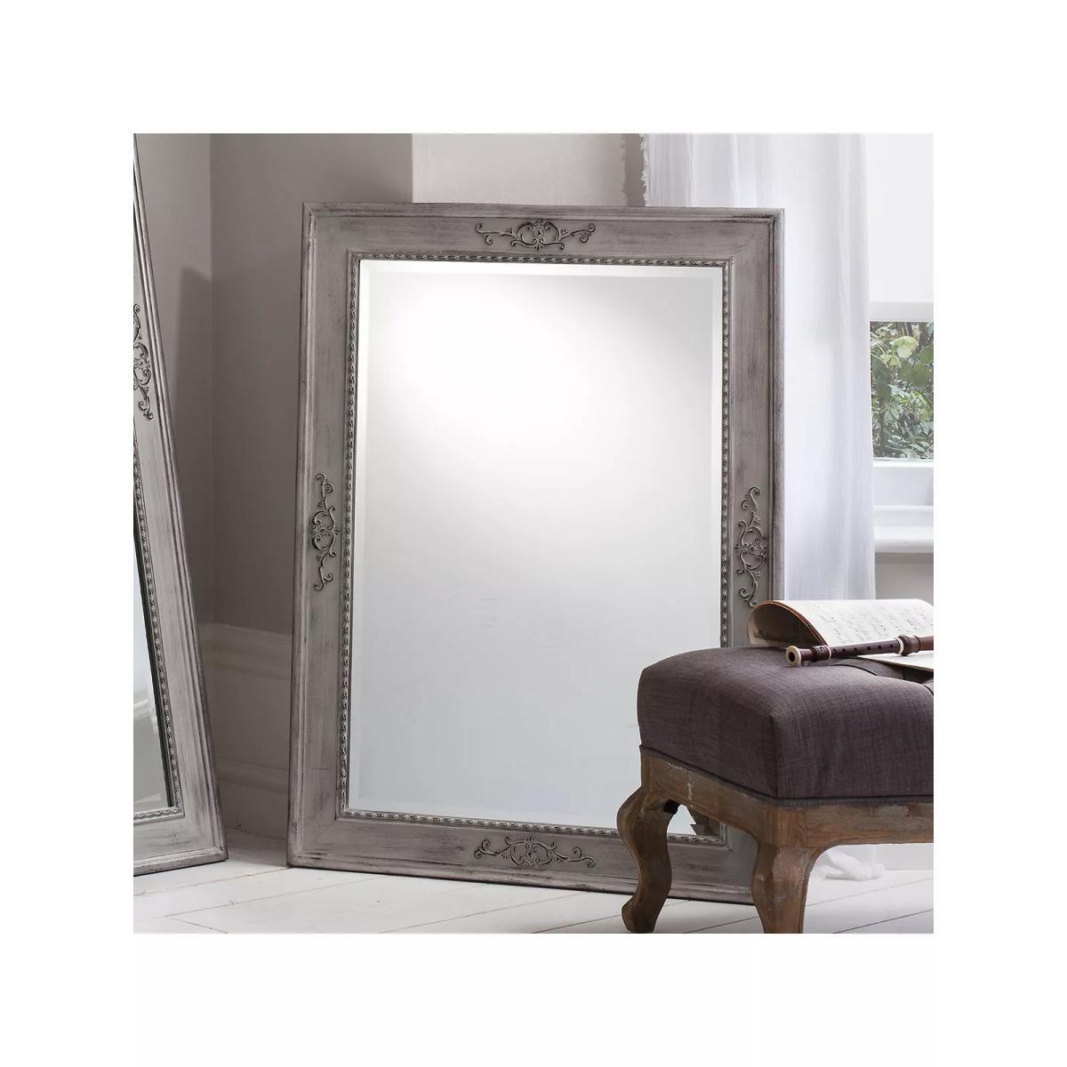 Ellesmere Decorative Rectangular Wood Frame Mirror, Grey – image 2