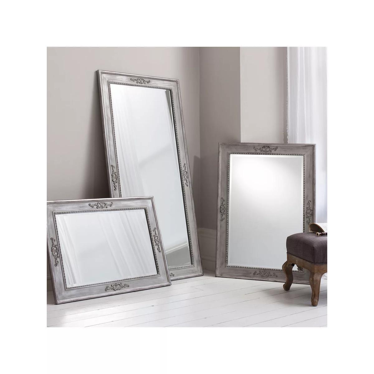 Ellesmere Decorative Rectangular Wood Frame Mirror, Grey – image 3