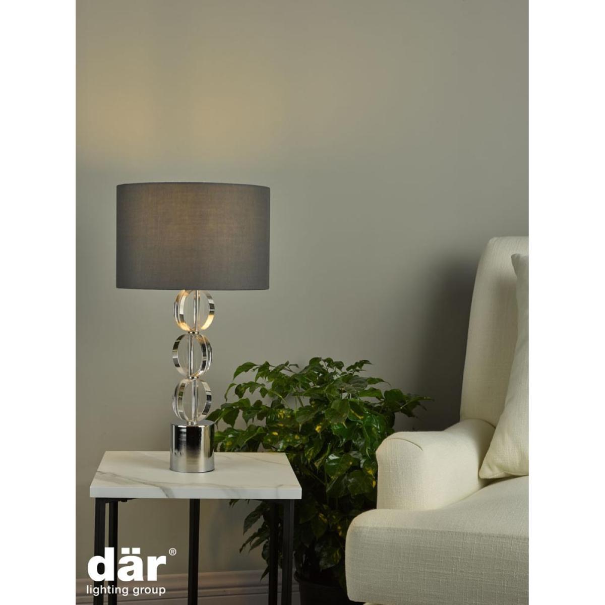 dar lighting TUK4208 Tuke Touch Table Lamp Polished Chrome Crystal with Shade