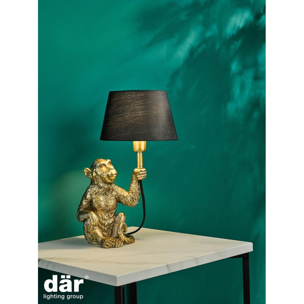 dar lighting ZIR4235 Zira Monkey Table Lamp Gold with Shade