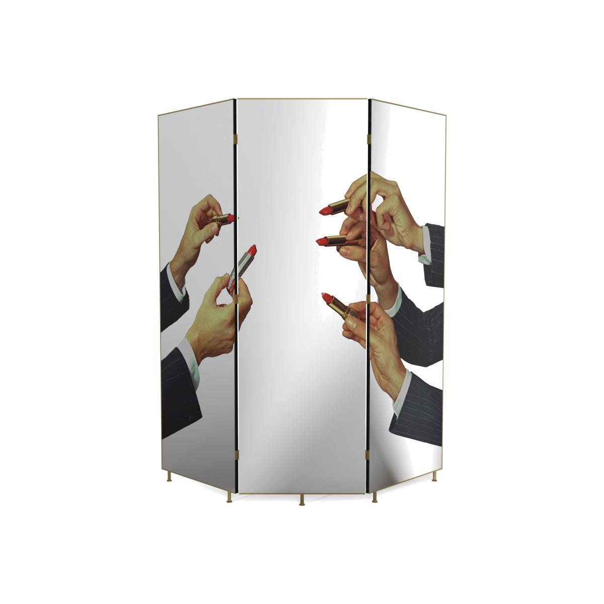 Toiletpaper - Lipstick Folding screen - / Mirror - L 165 x H 175 cm by Seletti Mirror