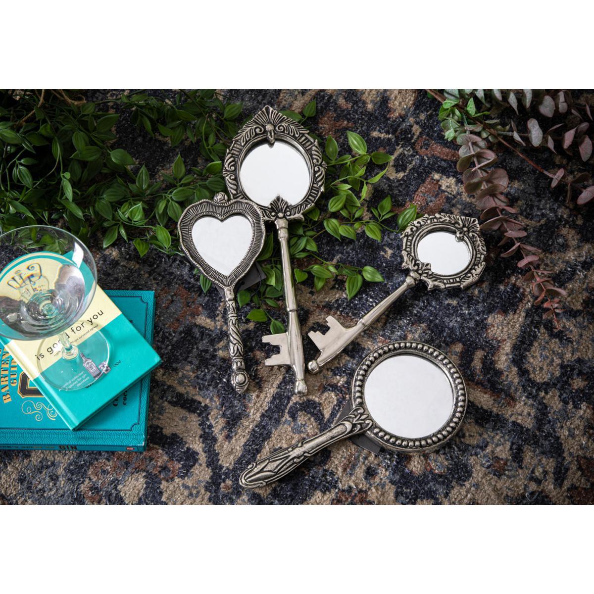 Maxine Antique Style Round Hand Mirror in Nickel – image 2