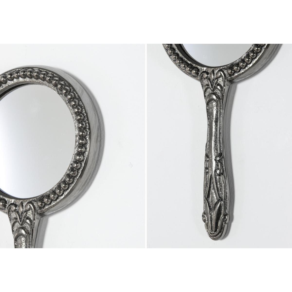 Maxine Antique Style Round Hand Mirror in Nickel – image 4