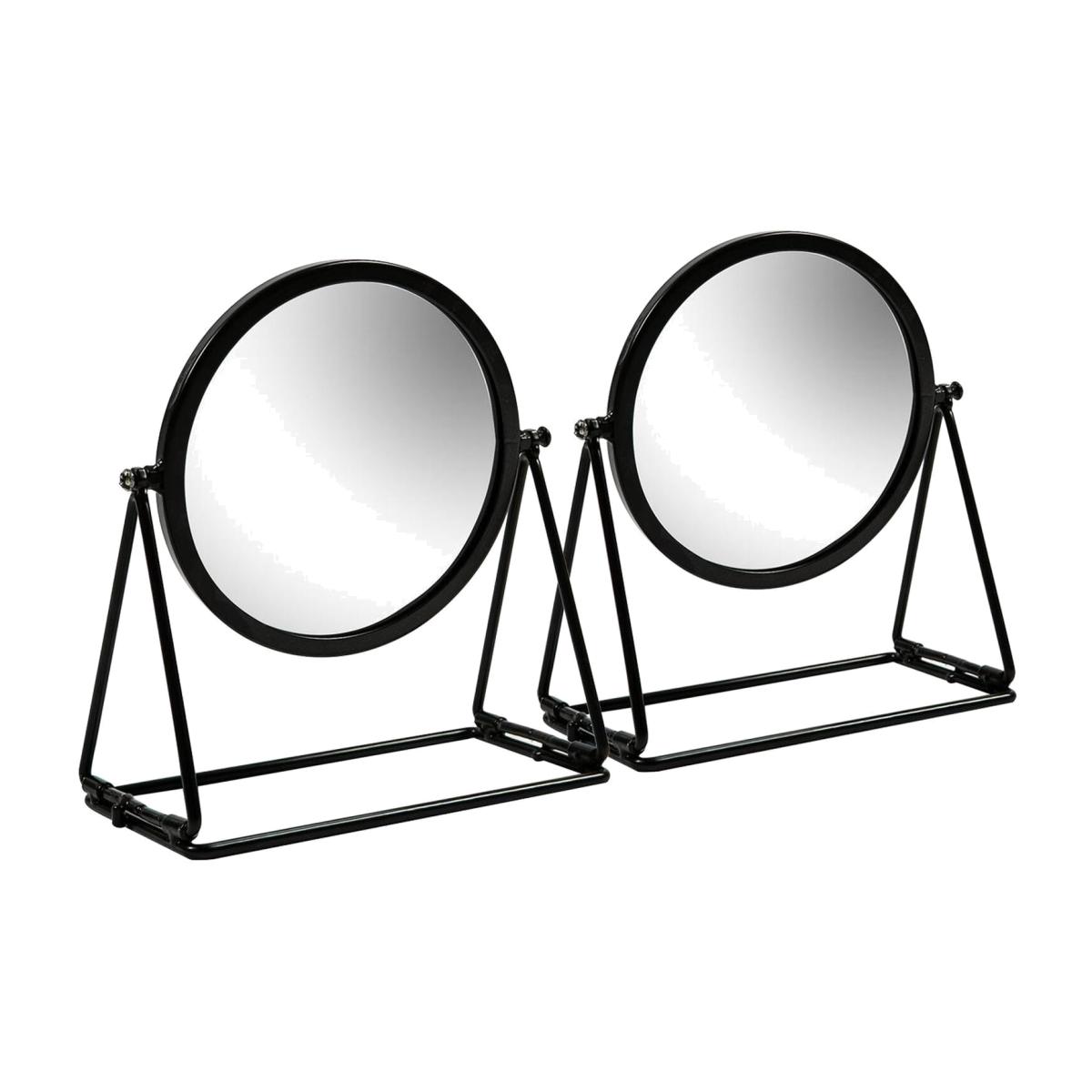 Harbour Housewares 18 x 20cm Round Makeup Mirrors - Black - Pack of 2 - Black – image 1