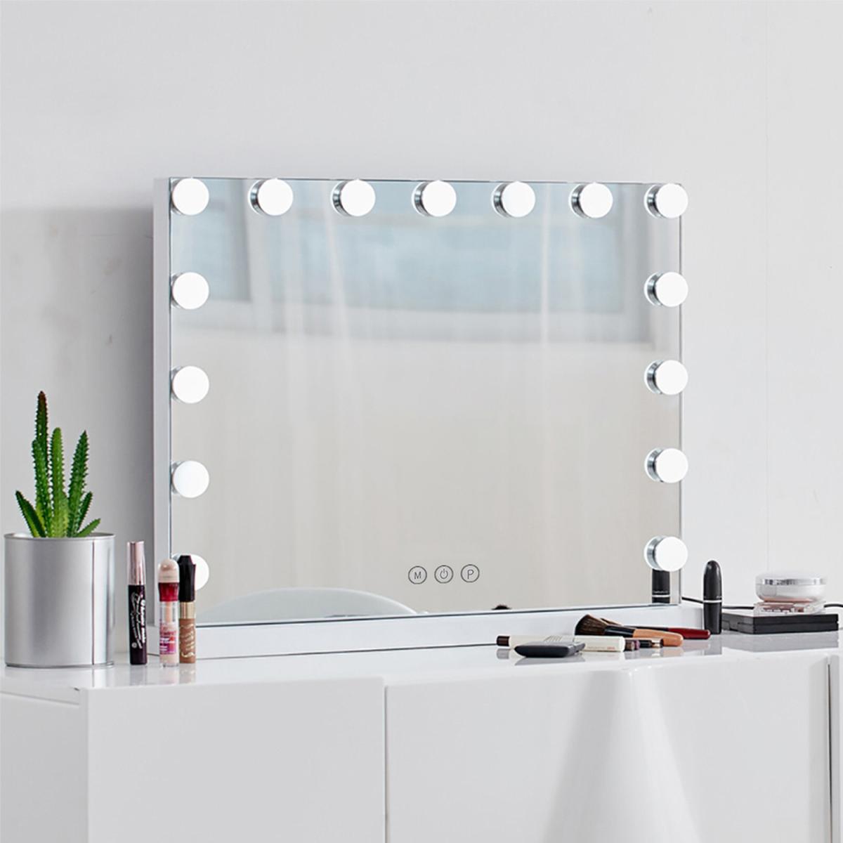 Large Hollywood Style Mirror with Lights Smart Touch Control - Silver – image 2